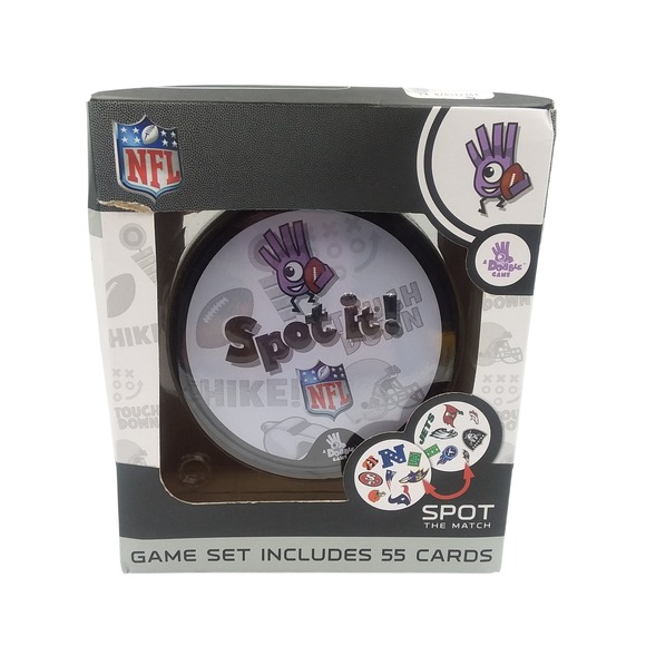 MasterPieces Spot It! NFL Card Game Set 55‎ Cards Collectible Tin New - Picture 1 of 8
